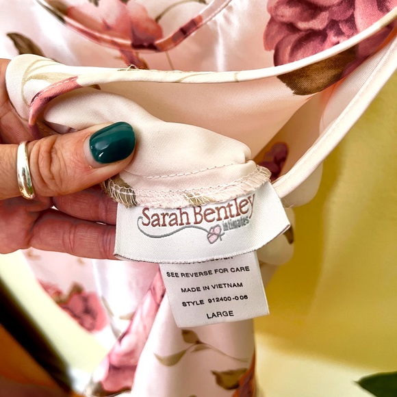 Vintage Sarah Bentley Light Pink Sleeveless Top Roses Floral, Size Large - Picture 3 of 4